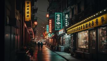 Beautiful Night on Chinatown New York, Generativ Ai photo