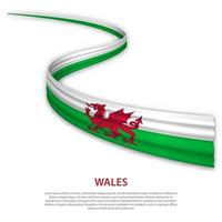 ondulación cinta o bandera con bandera de Gales vector