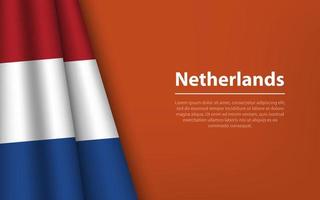 Wave flag of Netherlands with copyspace background. vector