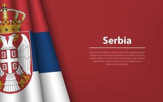 Wave flag of Serbia with copyspace background. vector