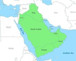 map of Arabian Peninsula with borders of the states. vector