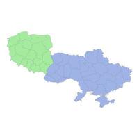 High quality political map of Poland and Ukraine with borders of the regions or provinces vector