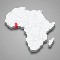 Ghana country location within Africa. 3d map vector