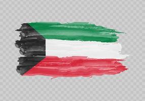 Watercolor painting flag of Kuwait vector