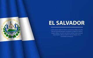 Wave flag of El Salvador with copyspace background. vector