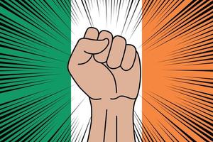 Human fist clenched symbol on flag of Ireland vector