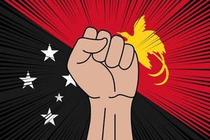 Human fist clenched symbol on flag of Papua New Guinea vector