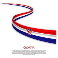 Waving ribbon or banner with flag of Croatia vector