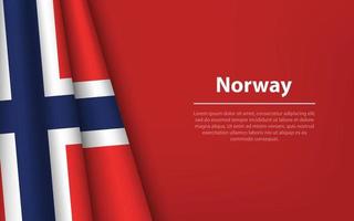 Wave flag of Norway with copyspace background. vector