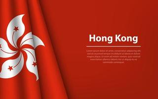 Wave flag of Hong Kong with copyspace background. vector