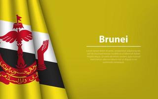 Wave flag of Brunei with copyspace background. vector