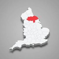 norte Yorkshire condado ubicación dentro Inglaterra 3d mapa vector