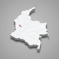 Risaralda region location within Colombia 3d map vector