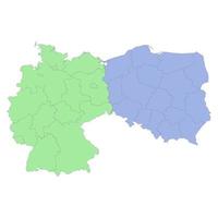 High quality political map of Germany and Poland with borders of the regions or provinces vector