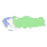 High quality political map of Greece and Turkey with borders of the regions or provinces vector