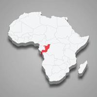 Congo country location within Africa. 3d map vector