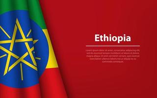 Wave flag of Ethiopia with copyspace background. vector