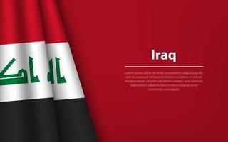 Wave flag of Iraq with copyspace background. vector