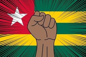 Human fist clenched symbol on flag of Togo vector