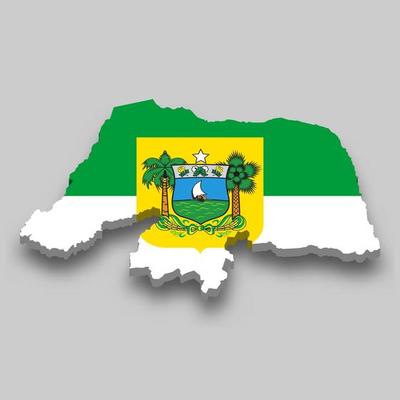 3d isometric Map of Rio Grande do Norte with flag