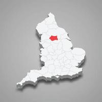 Oeste Yorkshire condado ubicación dentro Inglaterra 3d mapa vector