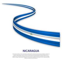 Waving ribbon or banner with flag of Nicaragua vector