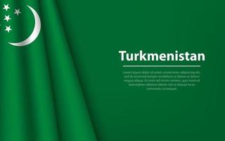 ola bandera de Turkmenistán con copyspace antecedentes. vector