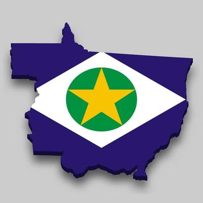 3d isometric Map of Mato Grosso with flag
