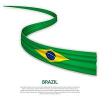 cinta ondeante o pancarta con bandera de brasil vector