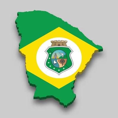 3d isometric Map of Ceara with flag