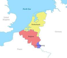 map of Benelux with borders of the countries. vector