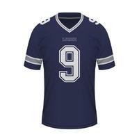 Realistic American football shirt of Dallas, jersey template vector