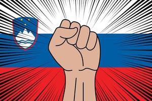 Human fist clenched symbol on flag of Slovenia vector