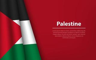 Wave flag of Palestine with copyspace background. vector