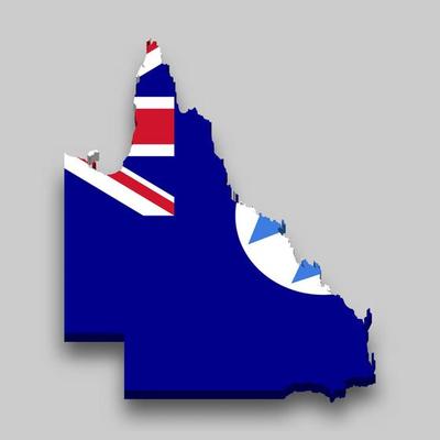 3d isometric Map of Queensland is a state of Australia