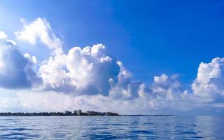 Isla Mujeres panorama view from speed boat in Cancun Mexico. photo