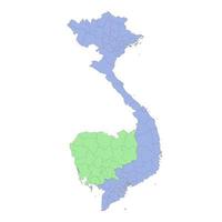 High quality political map of Vietnam and Cambodia with borders of the regions or provinces. vector