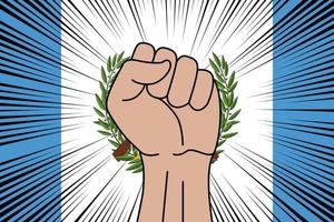 Human fist clenched symbol on flag of Guatemala vector