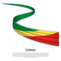 Waving ribbon or banner with flag of Congo vector