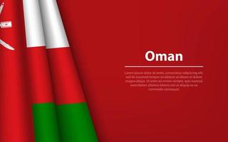 Wave flag of Oman with copyspace background. vector