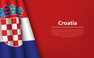 Wave flag of Croatia with copyspace background. vector