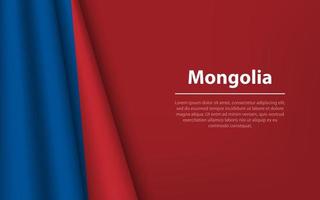 Wave flag of Mongolia with copyspace background. vector