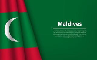 Wave flag of Maldives with copyspace background. vector