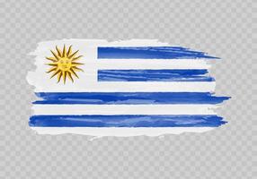 Watercolor painting flag of Uruguay vector