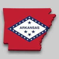 3d isometric Map of Arkansas is a state of United States vector