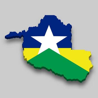 3d isometric Map of Rondonia with flag