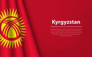 Wave flag of Kyrgyzstan with copyspace background. vector