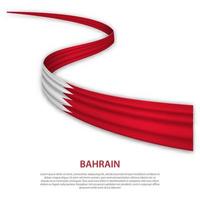 Waving ribbon or banner with flag of Bahrain vector