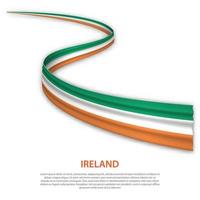 Waving ribbon or banner with flag of Ireland vector