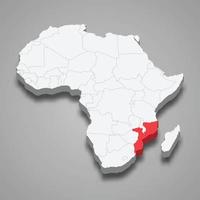 country location within Africa. 3d map Mozambique vector